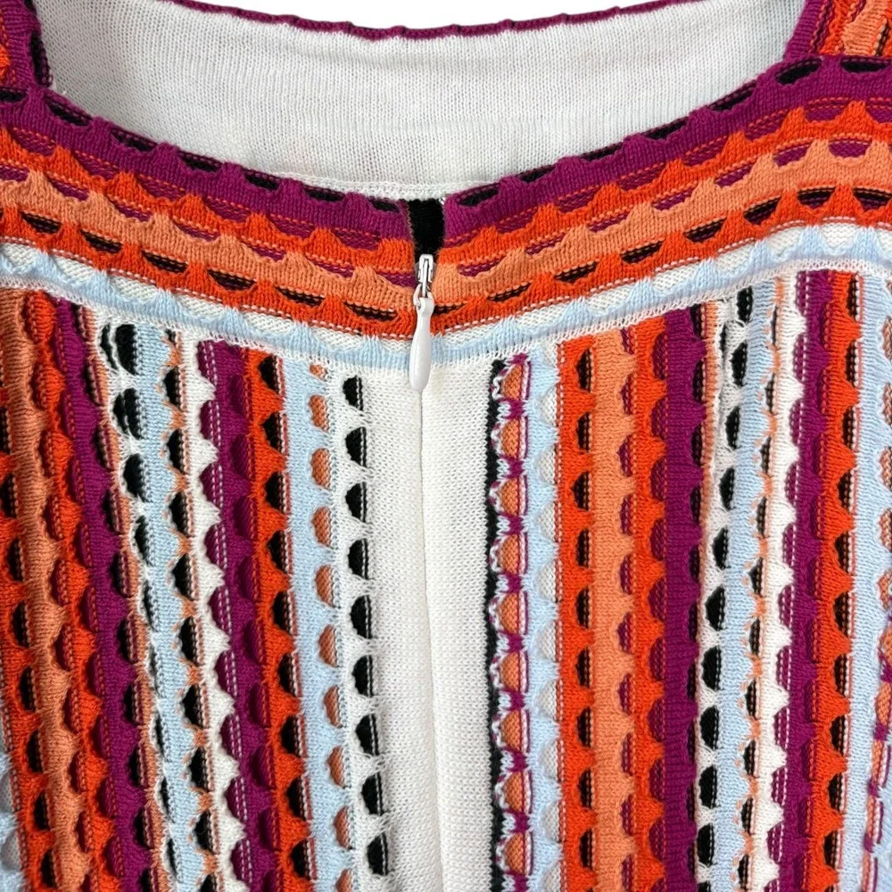 Ramy Brook Luisa Women's Crochet Knit Mini Dress Striped Square Neck RARE XS - Picture 4 of 8